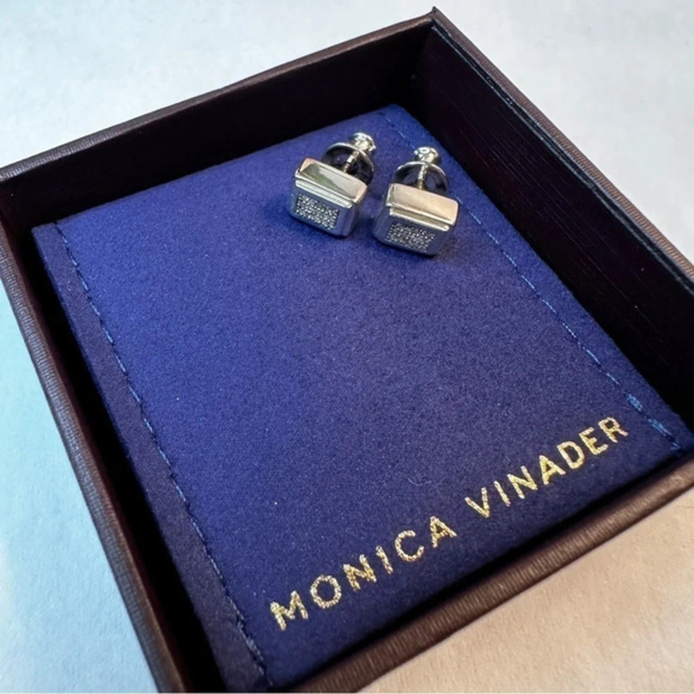 Monica Vinader Diamond and Sterling silver Stud Earrings‎ - New! - Picture 3 of 6